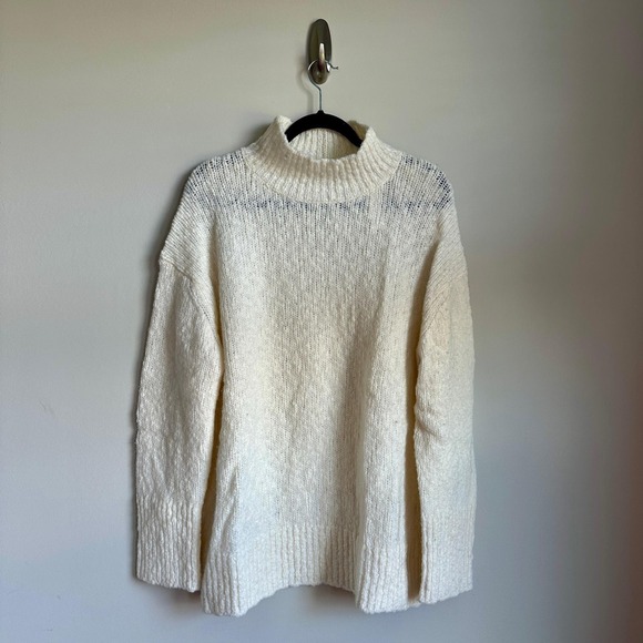 Vince Sweaters - Vince Sweater Womens Large Cream Ivory‎ Turtleneck Wool Blend Ribbed Chunky NWT